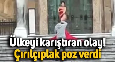 Ülkeyi karıştıran olay: Kilise önünde çırılçıplak poz verdi