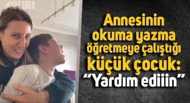 Annesinin okuma yazma öğretmeye çalıştığı küçük çocuğun isyanı