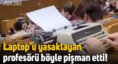 Bilgisayarı yasaklayan profesörün dersine daktiloyla geldi