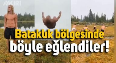 Bir grup erkeğin bataklıkta yaşadığı ilginç görüntüler