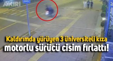 Bir motor sürücüsü kaldırımda yürüyen üniversiteli kızın yüzüne cisim fırlattı