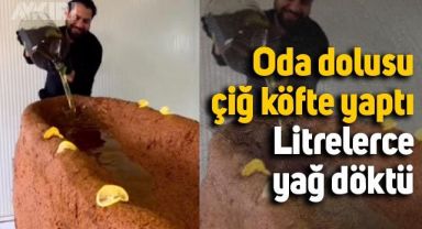 Çiğ köfteci ilgi çekmek için oda dolusu çiğ köfte yaptı, litrelerce yağ döktü