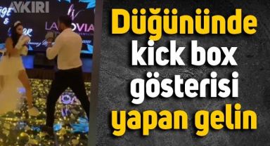 Düğününde kick box gösterisi yapan gelin