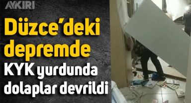 Düzce'deki depremde KYK yurdundaki dolaplar devrildi