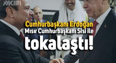 Erdoğan, Dünya Kupası'nın açılışı için gittiği Katar'da Mısır Cumhurbaşkanı Sisi ile selamlaştı