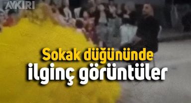 Esenyurt'taki sokak düğününde gelinin ilginç kıyafeti dikkat çekti