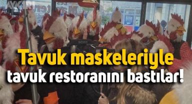 Fransa'da kafalarına tavuk maskesi takan grup tavuk restoranını bastı