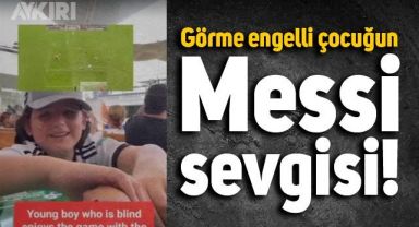 Görme engelli çocuk, babasının yardımıyla Messi'nin golünü böyle yaşadı