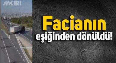 İstanbul Beylikdüzü'nde bir tır, ters yönden akan trafiğin içine daldı