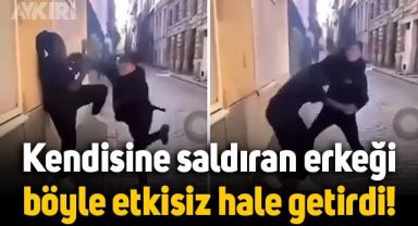 Kadın, kendisine yönelen erkeği böyle etkisiz hale getirdi