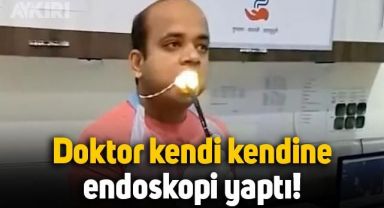 Kendi kendine endoskopi yapan doktorun görüntüleri