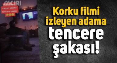 Korku filmi izleyen adama yapılan tencere şakası