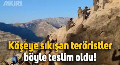 Köşeye sıkışan teröristlerin teslim olduğu anları paylaşıldı