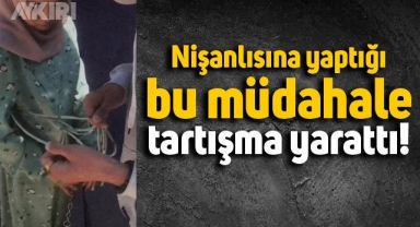 Nişanlısının üzerindeki elbisenin ipini çözen adam tartışma konusu oldu