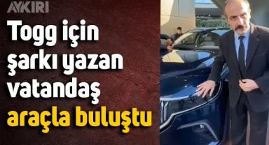 Togg için şarkı yazan vatandaş araçla buluştu