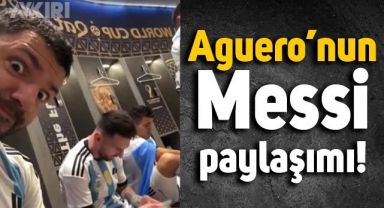 Aguero, Messi'nin soyunma odasındaki anlarını paylaştı