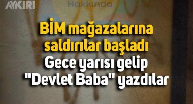 BİM marketin kapısına gece yarısı