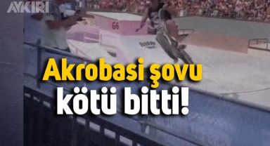 Bisikletle yapılan akrobasi şovu kötü bitti