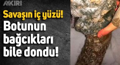 Cephe hattındaki Ukraynalı askerin botunun bağcıkları dondu