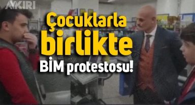 Çocuklarla birlikte yapılan BİM protestosu dikkat çekti
