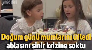 Doğum günü mumlarını üfledi, ablasını sinir krizine soktu