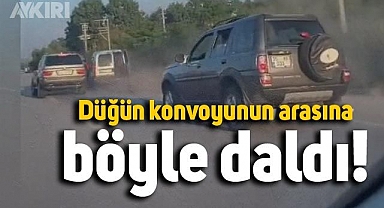 Düğün konvoyuna giren araba ortalığı karıştırdı