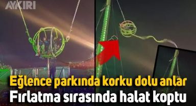 Eğlence parkında korku dolu anlar: Fırlatma sırasında halat koptu