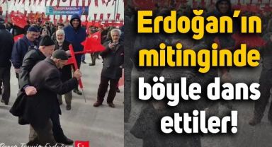 Erdoğan'ın Erzurum mitingine katılan iki vatandaş böyle dans etti