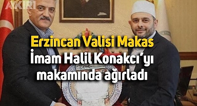 Erzincan Valisi Mehmet Makas İmam Halil Konakcı'yı resmi makamda ağırladı