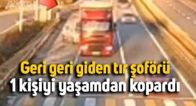 Giresun'da, anayolda geri geri giden tır şoförünün sebep olduğu kaza kamerada