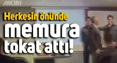 Gümrük müdürünün, görevli memura tokat attığı anlar