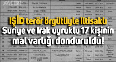 IŞİD ile iltisaklı Suriye ve Irak uyruklu 17 kişinin Türkiye'deki mal varlığı donduruldu