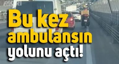 İstanbul'da acil vakaya giden ambulansın yolunu açan motorlu kurye