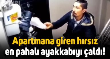 İstanbul'da apartmana giren hırsız, ayakkabılıktan en pahalı olanını seçti ve gitti