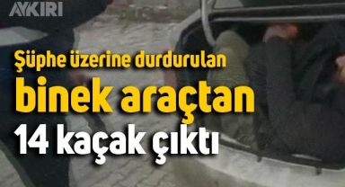 Kars'ta şüphe üzerine durdurulan araçtan 14 kaçak çıktı