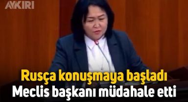 Kırgızistan Çevre Bakanı Rusça konuştu, Meclis başkanı müdahale etti