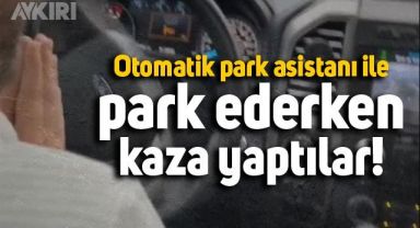Otomatik park asistanına güvenen şoförün kaza anı