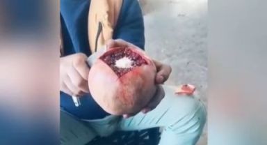 Pazarcının nar soyma taktiği sosyal medyada gündem oldu