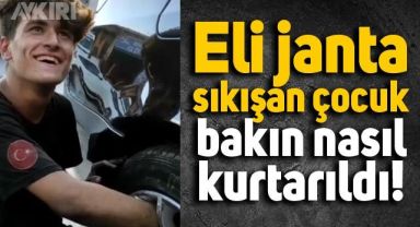 Sanayide eli aracın jantına sıkışan çocuk böyle kurtarıldı