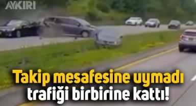 Takip mesafesine uymayan aracın freni, trafiği birbirine kattı
