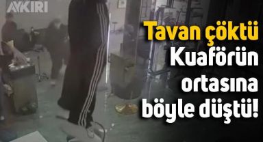 Tavan çökünce kuaför salonunun ortasına düştü