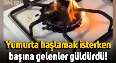 Yumurta haşlamak isterken başına gelenler kahkahaya boğdu