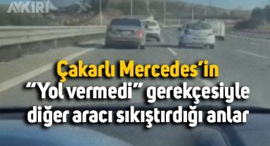 Ankara'da çakarlı araç sürücüsünün, başka bir aracı sıkıştırdığı anlar