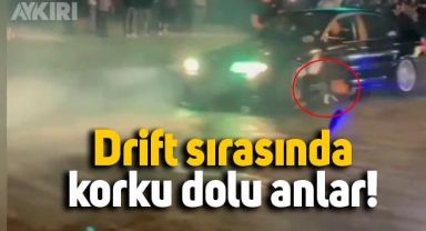 Drift sırasında camdan sarkan şahsın yaşadığı korku dolu anlar