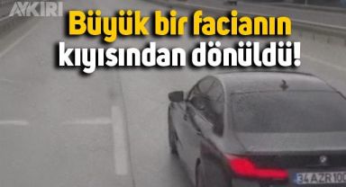 İstanbul'da yük taşıyan tırın geçişini engelleyen araç böyle görüntülendi