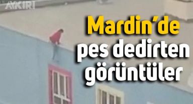 Mardin'de okul çatısından sarkarak inen çocuk, şaşkınlık yarattı