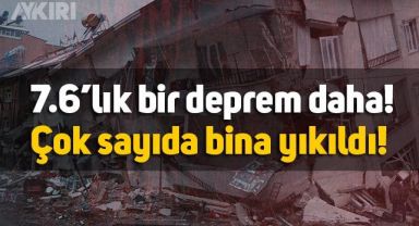 7.6 büyüklüğünde yeni bir deprem daha yaşandı! Çok sayıda bina yıkıldı, Ahaber ve TRT canlı yayınlarında binalar yıkıldı