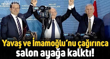 Kemal Kılıçdaroğlu, yanına Ekrem İmamoğlu ve Mansur Yavaş'ı çağırınca salon ayağa kalktı