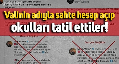 Şanlıurfa Valisi adına sahte hesap açıp okulları tatil ettiler