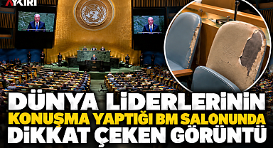 Dünya liderlerinin konuşma yaptığı BM salonunda dikkat çeken görüntü